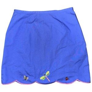 CJ Laing NWT Girls 14 Blue Cotton Bee Dragonly Lady Bug Embroidered Mini Skirt